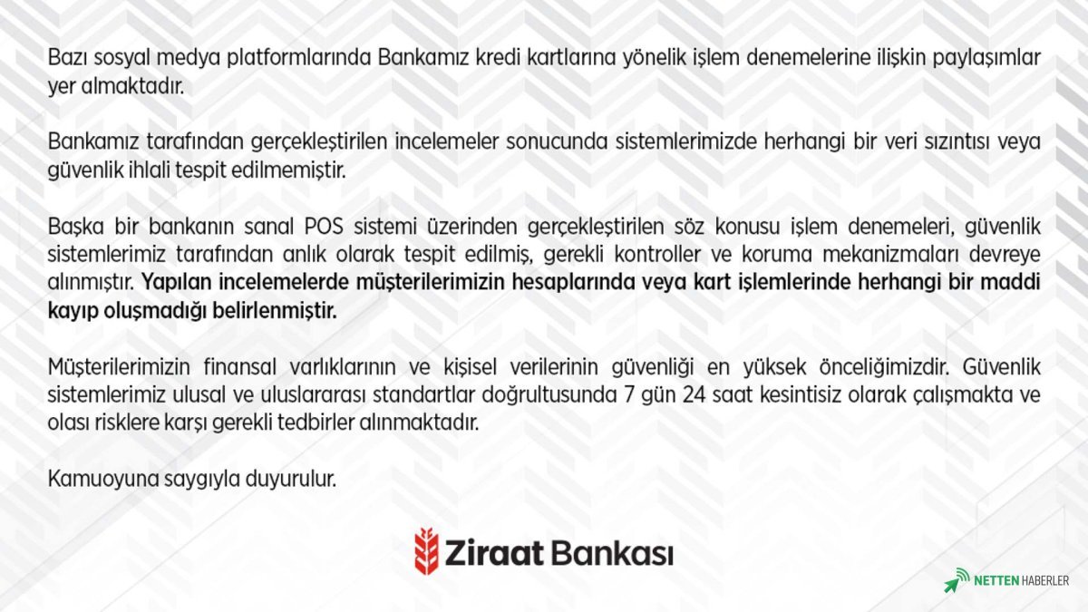 Ziraat Bankası'ndan Olan Bitenlere Net Yanıt: Kredi Kartı Paniği Gerçek miydi?
